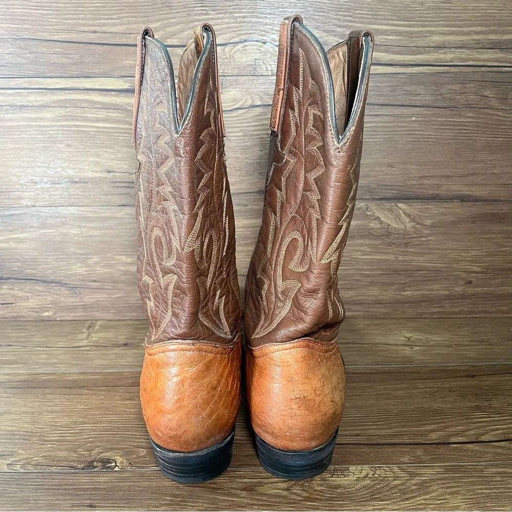Montana Ostritch Leather Cowboy Boots Men’s Size 9E Shoes‎ Western